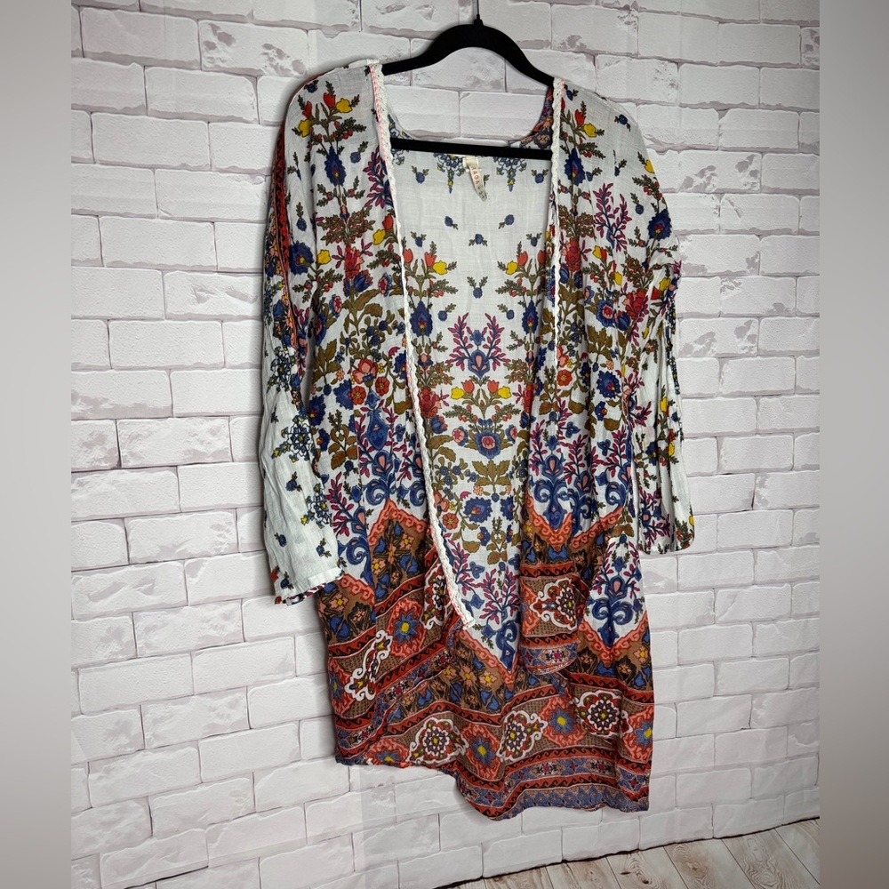 RAGA Boho‎ Floral Open-Front Kimono / Cardigan ..Size Small